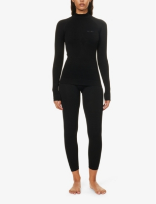 Shop Falke Ergonomic Sport System Women's Black Brand-print Fitted Stretch-woven Top