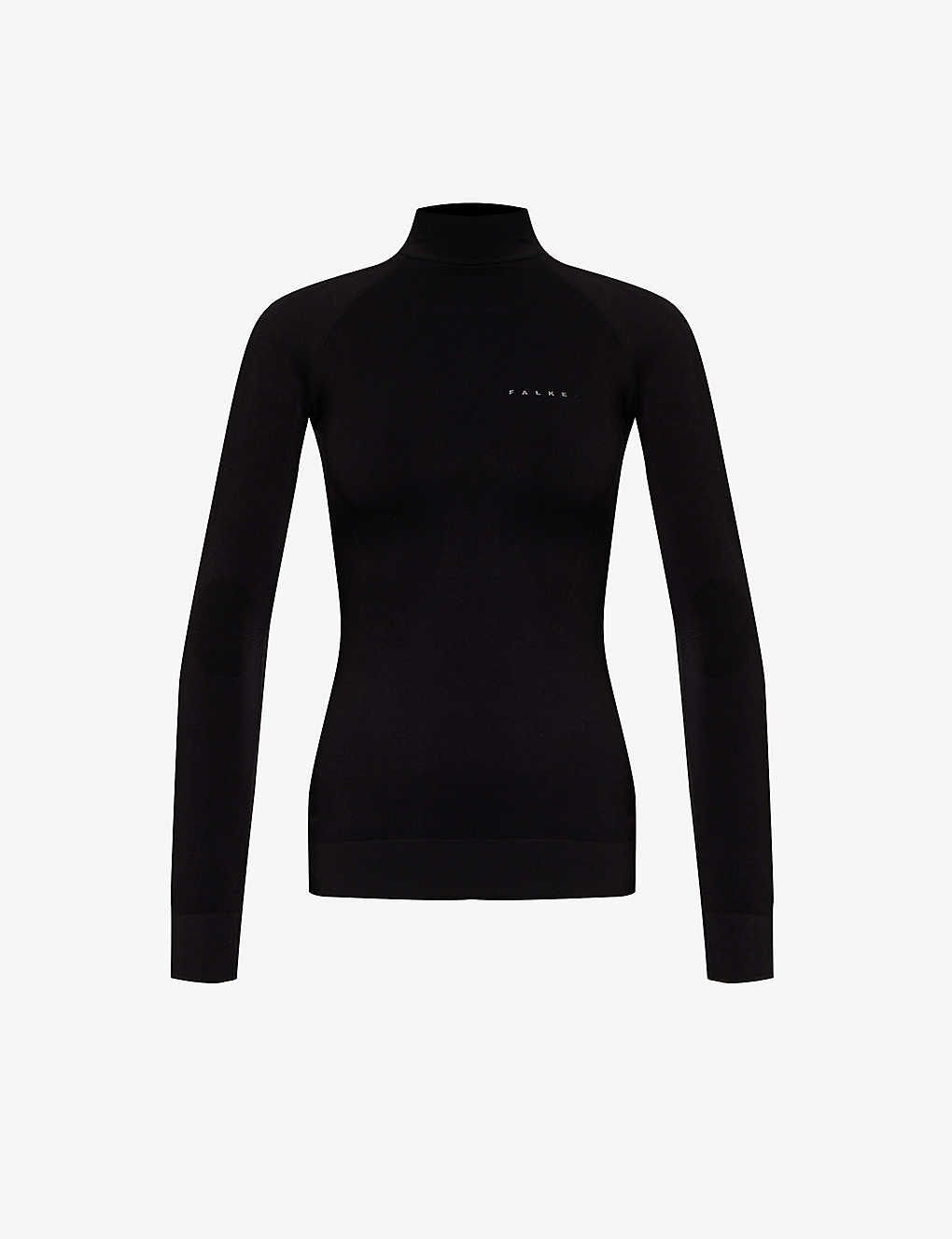 Falke Ergonomic Sport System Womens Black Brand-print Fitted Stretch-woven Top