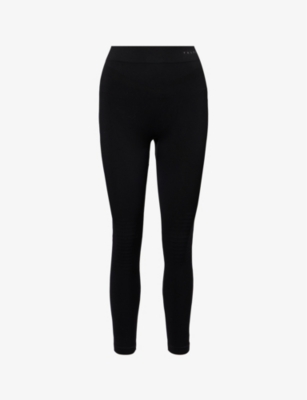 Falke Ergonomic Sport System Womens Black Brand-print Tapered-leg Fitted Stretch-woven Leggings