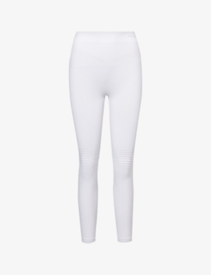 Shop Falke Ergonomic Sport System Women's White Brand-print Tapered-leg Fitted Stretch-woven Leggings