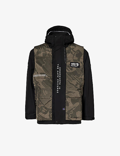 AAPE: Camouflage-pattern detachable-overlay relaxed-fit shell jacket