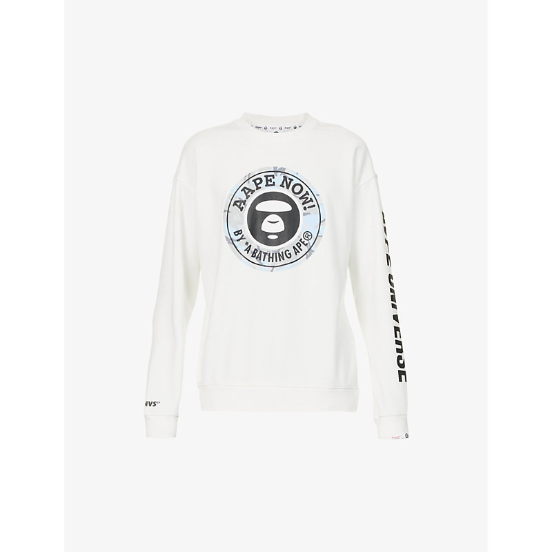 Aape Mens Ivory Stamp Logo-print Cotton-blend T-shirt