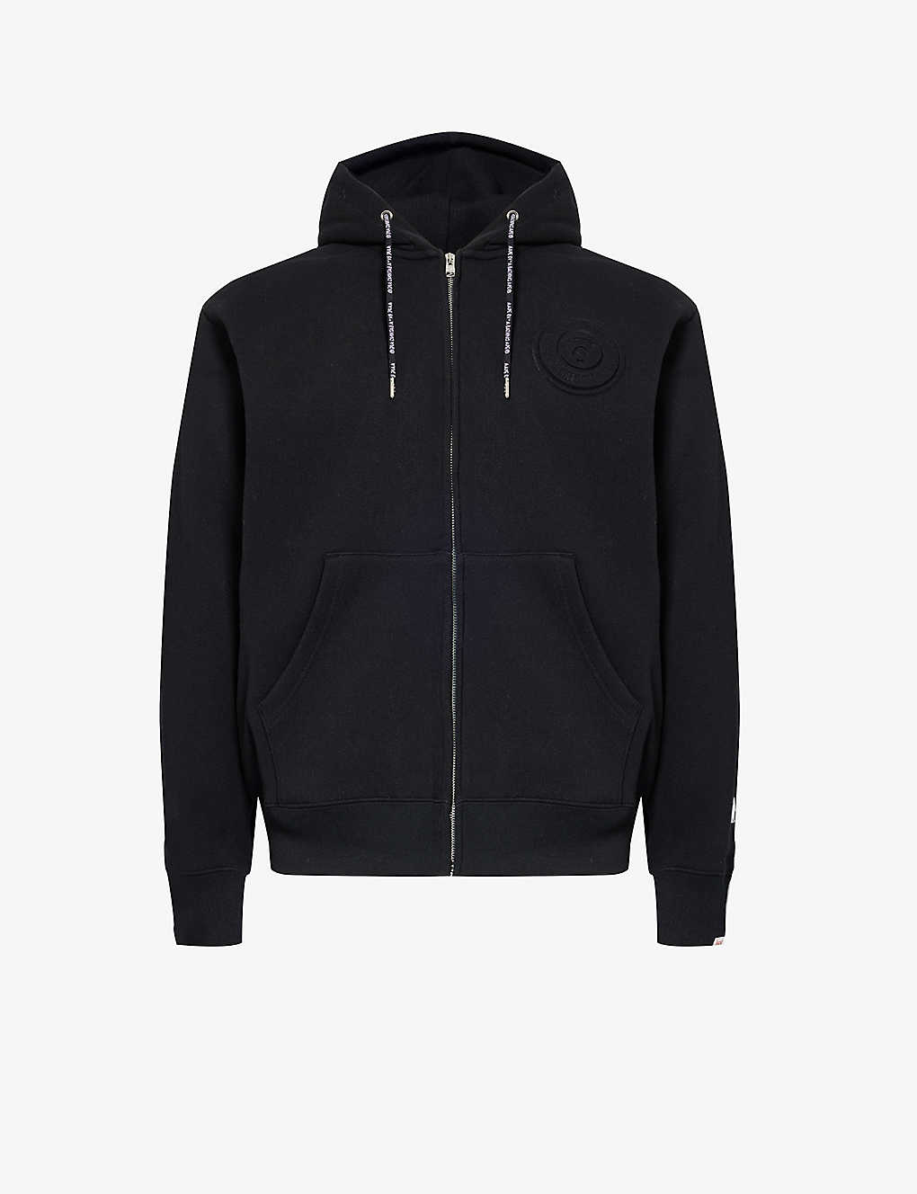 Aape Mens Black Branded Relaxed-fit Cotton-blend Hoody