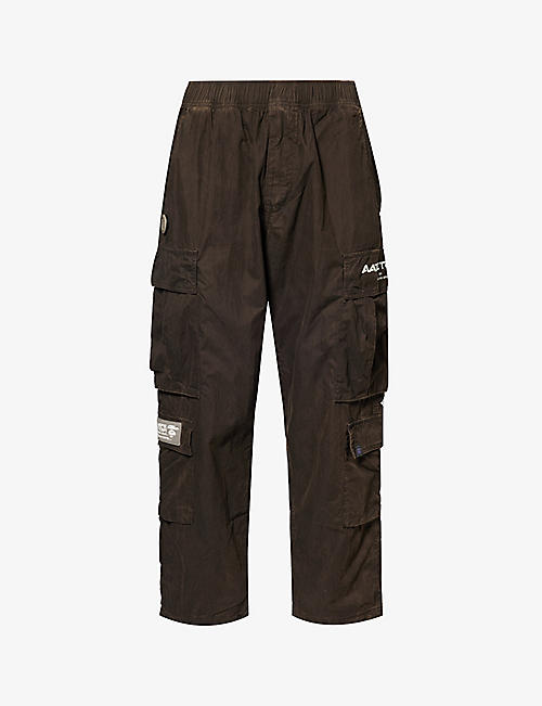 AAPE: Tapered-leg mid-rise cotton-blend trousers
