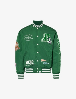 Aape Mens Dark Green Varsity Brand-embroidered Boxy-fit Shell Jacket
