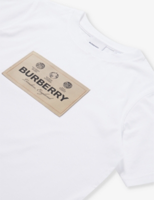 Shop Burberry Boys White Kids Cedar Logo-print Cotton-jersey T-shirt 4-14 Years