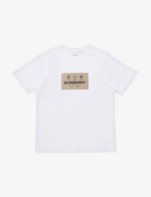 Shop Burberry Boys White Kids Cedar Logo-print Cotton-jersey T-shirt 4-14 Years