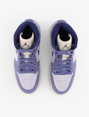Shop Jordan Womens Sky Light Purple Barely Air 1 Mid Leather Mid-top Trainers