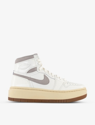 NIKE NIKE WOMEN'S SAIL COLLEGE GREY PALE V AIR JORDAN 1 ELEVATE BRAND-EMBROIDERED LEATHER HIGH-TOP TRAINE