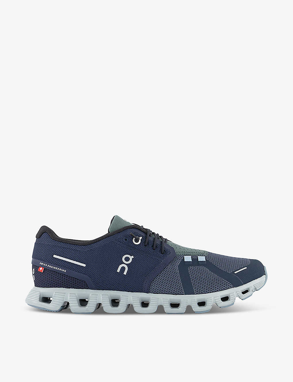 On-running Mens Midnight Navy Cloud 5 Brand-print Mesh Low-top Trainers