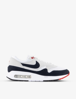 NIKE NIKE MEN'S WHITE OBSIDIAN LIGHT NEU AIR MAX 1 86 BRAND-EMBROIDERED LEATHER LOW-TOP TRAINERS