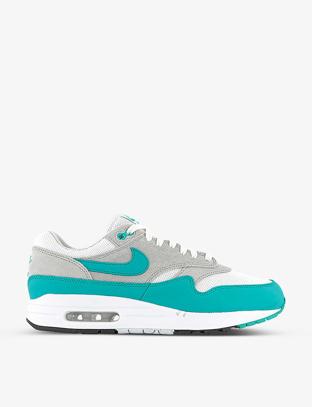 NIKE NIKE MEN'S NEUTRAL GREY CLEAR JADE AIR MAX 1 LEATHER LOW-TOP TRAINERS