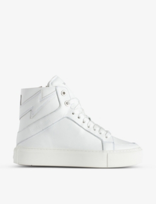 Shop Zadig & Voltaire Zadig&voltaire Blanc High Flash Leather High-top Trainers In White