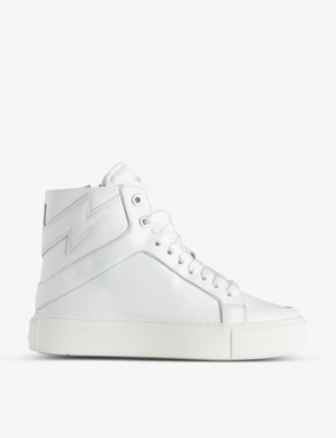 Zadig & Voltaire High Flash Leather Sneakers In White