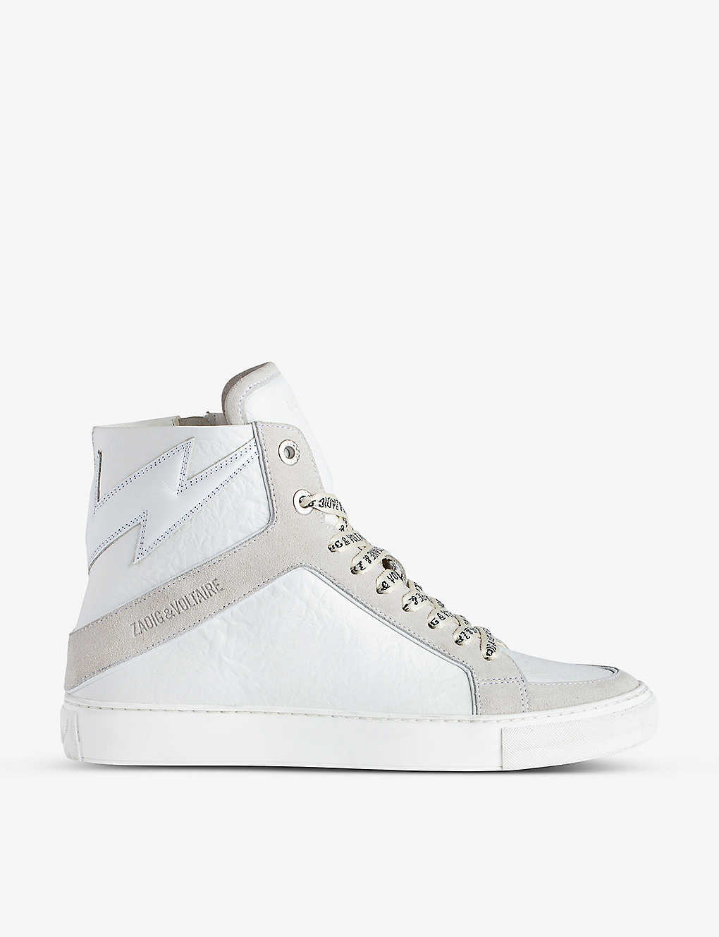 ZADIG & VOLTAIRE ZADIG&VOLTAIRE WOMENS BLANC HIGH FLASH CRINKLE-TEXTURE LEATHER HIGH-TOP TRAINERS