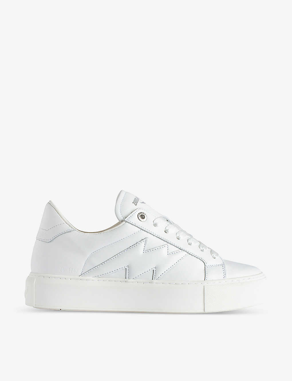 Shop Zadig & Voltaire Zadig&voltaire Women's Blanc La Flash Chunky-sole Low-top Leather Trainers In White