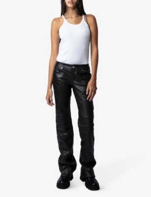 Zadig & Voltaire Paulin Leather Trousers In Noir