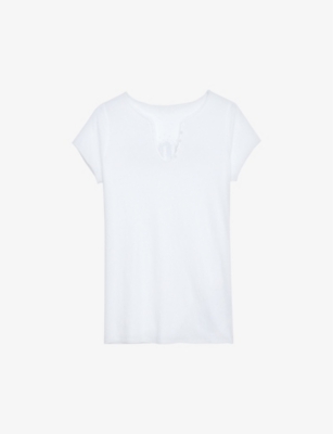 Zadig & Voltaire Zadig&voltaire Women's Blanc Amour Diamanté-embellished Cotton-jersey T-shirt In White