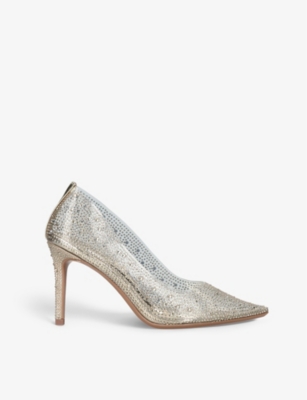 Carvela Womens Gold Lovebird Crystal-embellished Pvc Courts