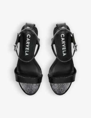 CARVELA: Kiki croc-embossed woven heeled sandals