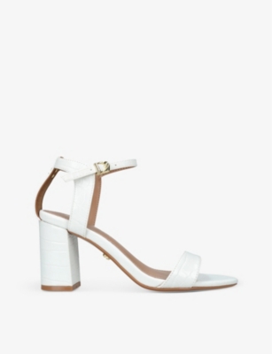 Carvela Kiki Croc-embossed Woven Heeled Sandals In White