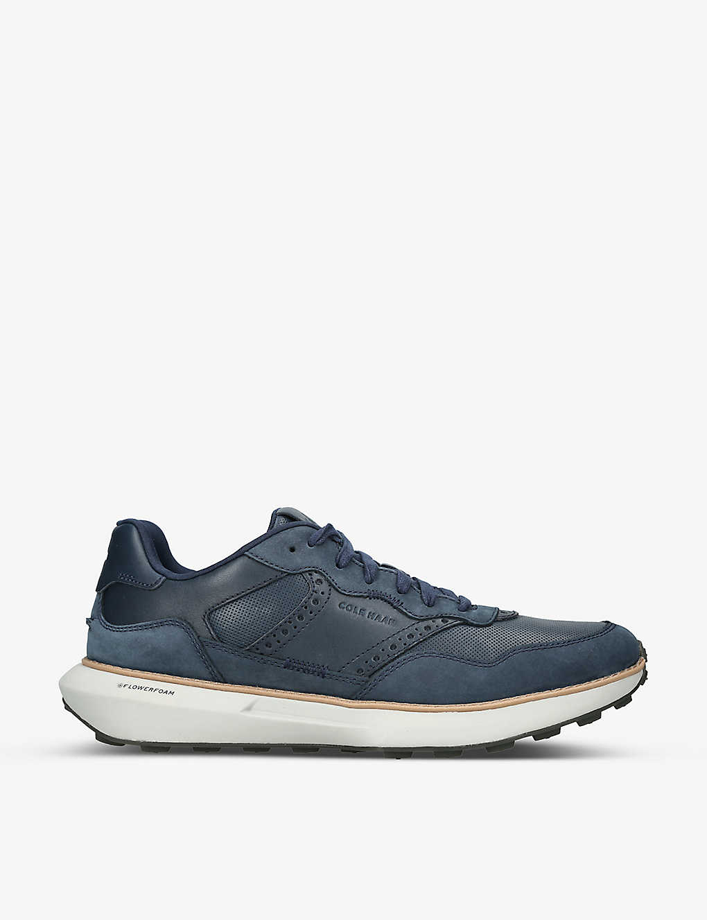 Cole Haan Grandpro Ashland Brand-embossed Leather Low-top Trainers In Navy