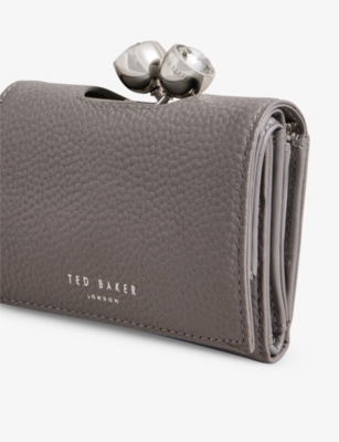 Shop Ted Baker Dk-grey Tammyy Logo-embossed Leather Purse