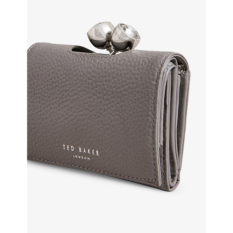 Shop Ted Baker Dk-grey Tammyy Logo-embossed Leather Purse