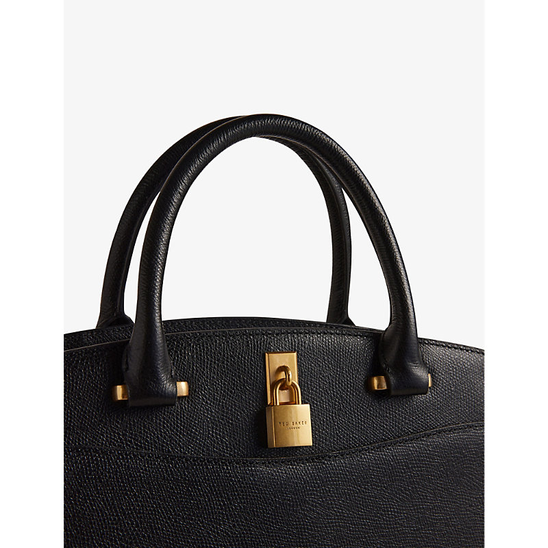 Shop Ted Baker Black Myfair Leather Top-handle Bag