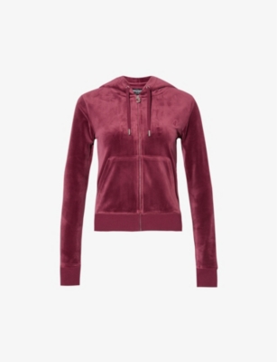 Juicy Couture Logo-embroidered Drawstring-hood Velour Hoody In Tawny Port485