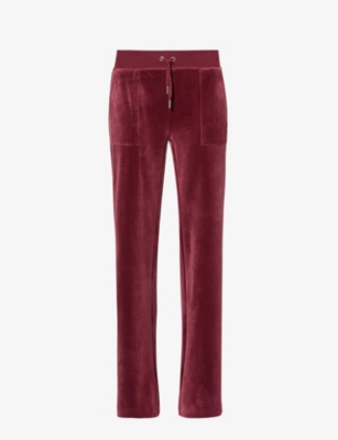 Juicy Couture Logo-embroidered Straight-leg Velour Trousers In Tawny Port485