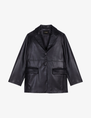 MAJE: Valini relaxed-fit leather jacket