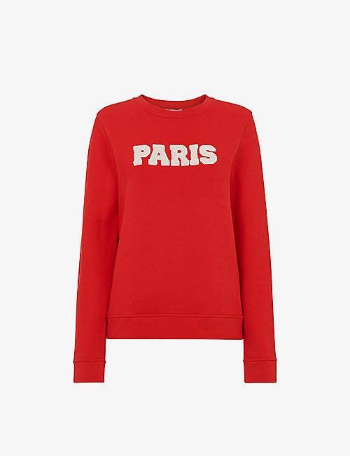 WHISTLES: Paris-logo relaxed-fit cotton sweatshirt