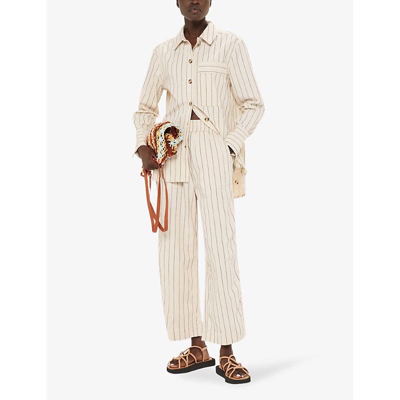 Shop Whistles Kwammie Striped Stretch-cotton Overshirt In Multicoloured