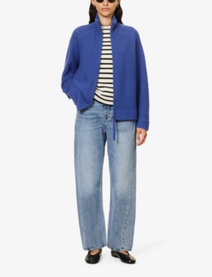 Shop 360cashmere Chloe Half-zip Wool And Cashmere-blend Knitted Jumper In Cobalt