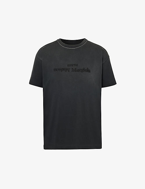 MAISON MARGIELA: Brand-embroidered faded-wash cotton-jersey T-shirt