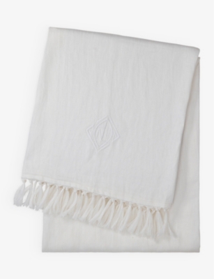 Polo Ralph Lauren Ralph Lauren Home White Penthouse Logo-embroidered Linen Throw 140x180cm In White