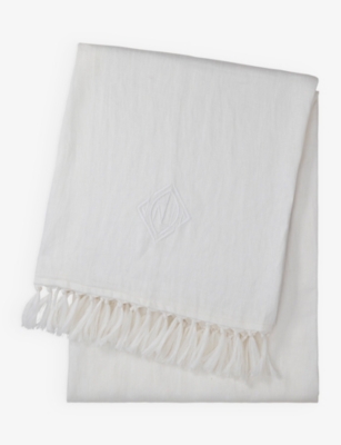 Ralph Lauren Home White Penthouse Logo-embroidered Linen Throw 140x180cm