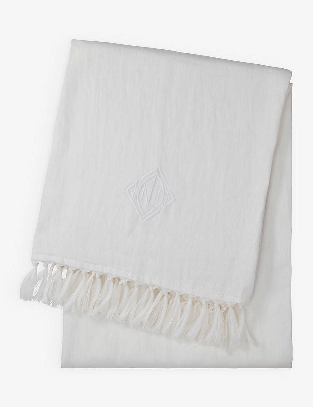 Ralph Lauren Home White Penthouse Logo-embroidered Linen Throw 140x180cm