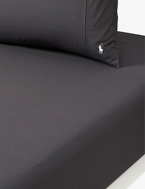 RALPH LAUREN HOME: Player logo-embroidered cotton single fitted sheet