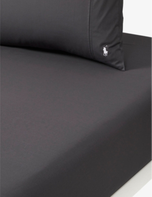 Ralph Lauren Home Charcoal Player Logo-embroidered Cotton Single Fitted Sheet