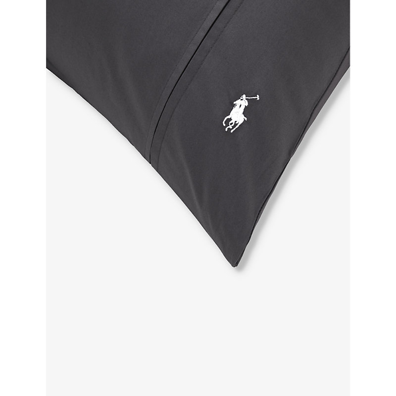 Shop Ralph Lauren Home Charcoal Player Logo-embroidered Cotton Pillowcase Set Of Two 50cm X 75cm