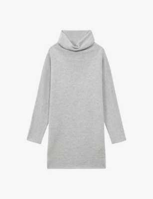 Shop Reiss Women's Soft Grey Sami Oversized Wool-blend Mini Dress