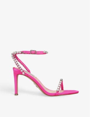 STEVE MADDEN - Jazzy diamante-embellished satin heeled sandals ...