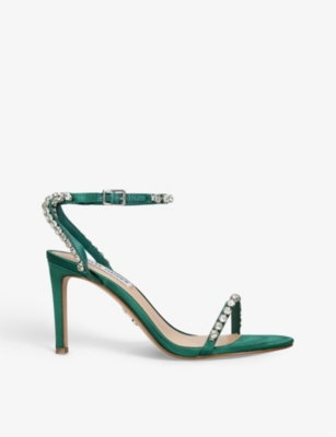 STEVE MADDEN - Jazzy diamante-embellished satin heeled sandals ...