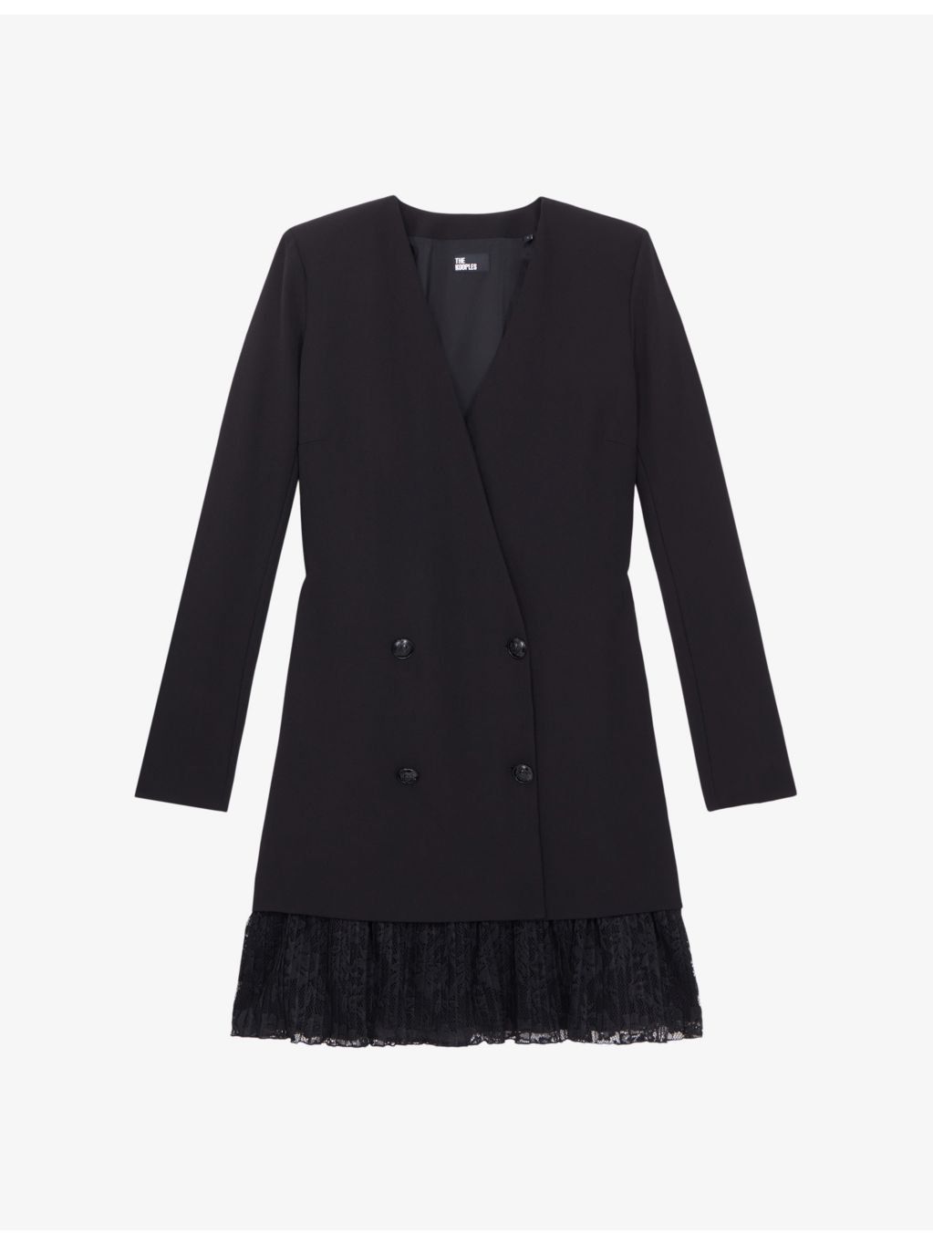 THE KOOPLES - Lace-embroidered double-breasted stretch-crepe mini dress