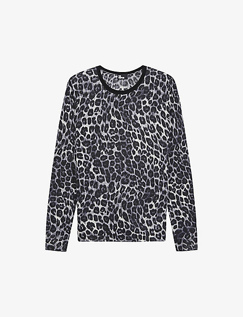 THE KOOPLES: Leopard-pattern round-neck cashmere jumper