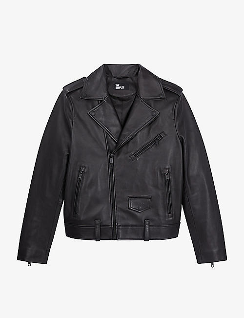THE KOOPLES: Stud-embellished regular-fit leather biker jacket