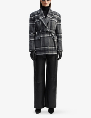 Shop By Malina Malina Women's Grey Check Sophie Checked Wool-blend Jacket