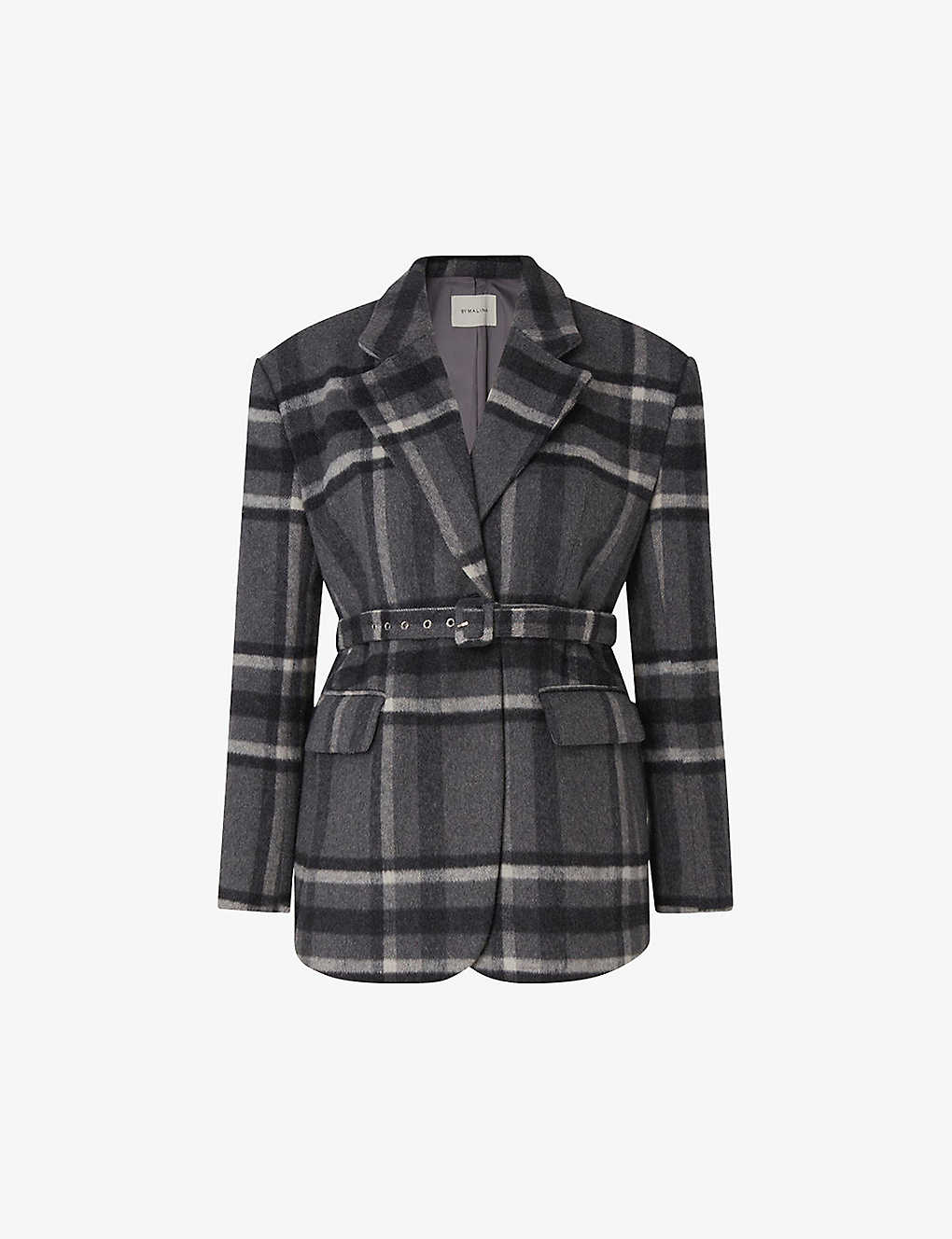 By Malina Womens Grey Check Sophie Checked Wool-blend Jacket